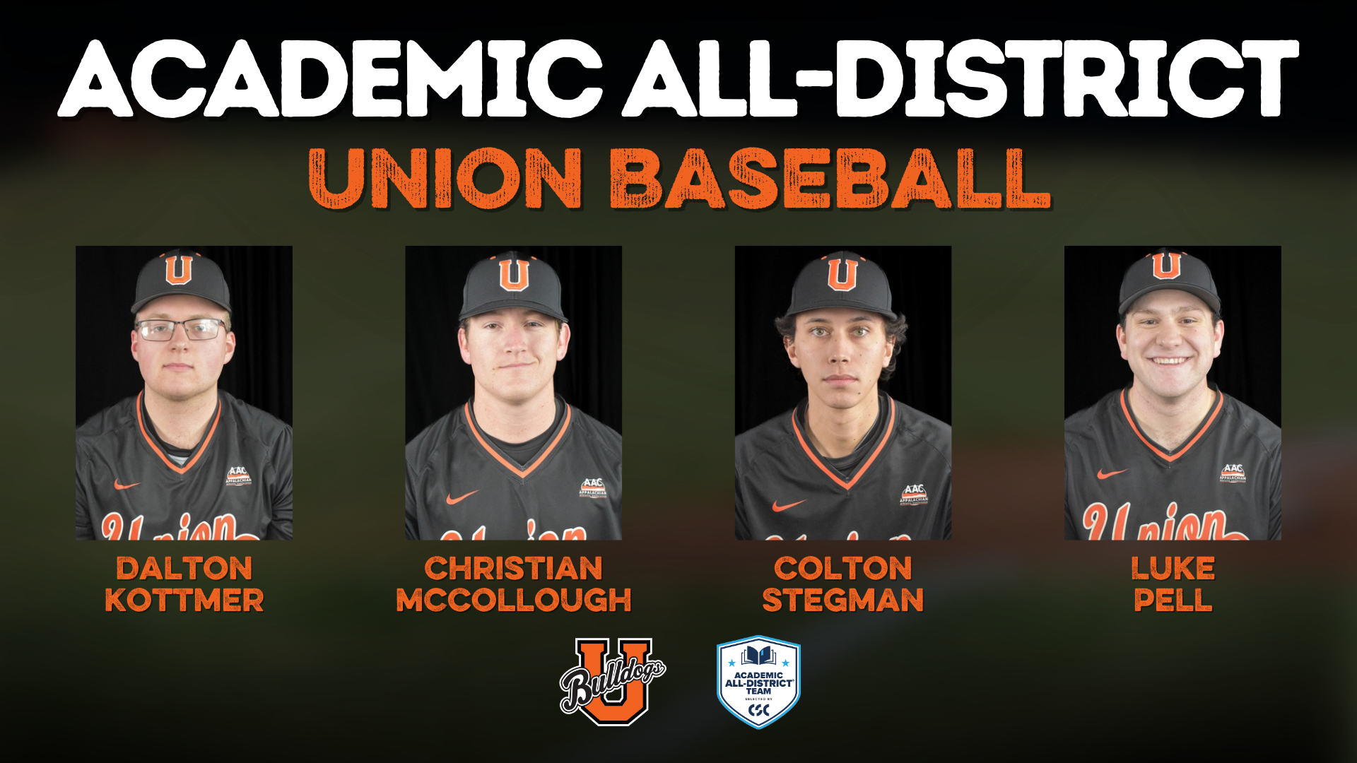 Four Union baseball players named to CSC Academic All-District Team