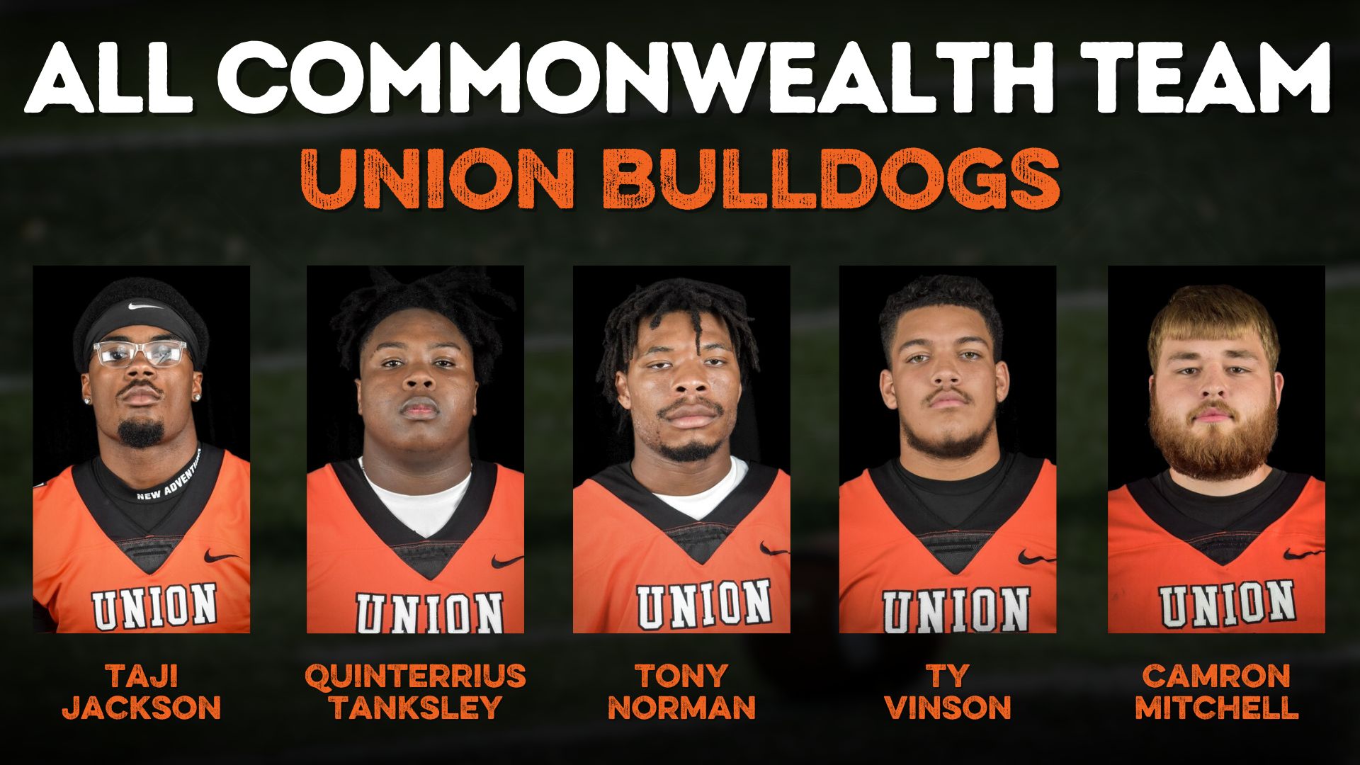 Five Union football players named to 2024 All Commonwealth Team