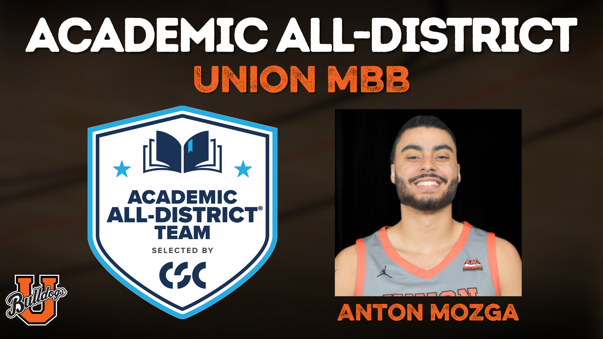 Union MBB’s Anton Mozga named to CSC Academic All-District Team