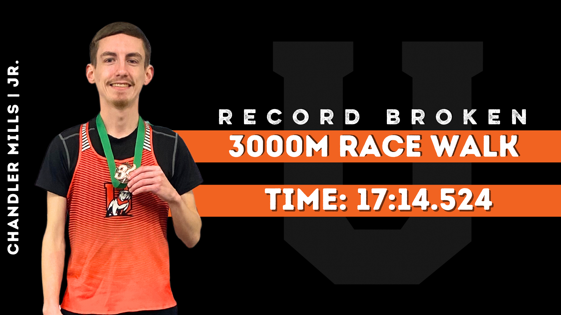 Chandler Mills breaks Union’s 3000m race walk record for the second time this season