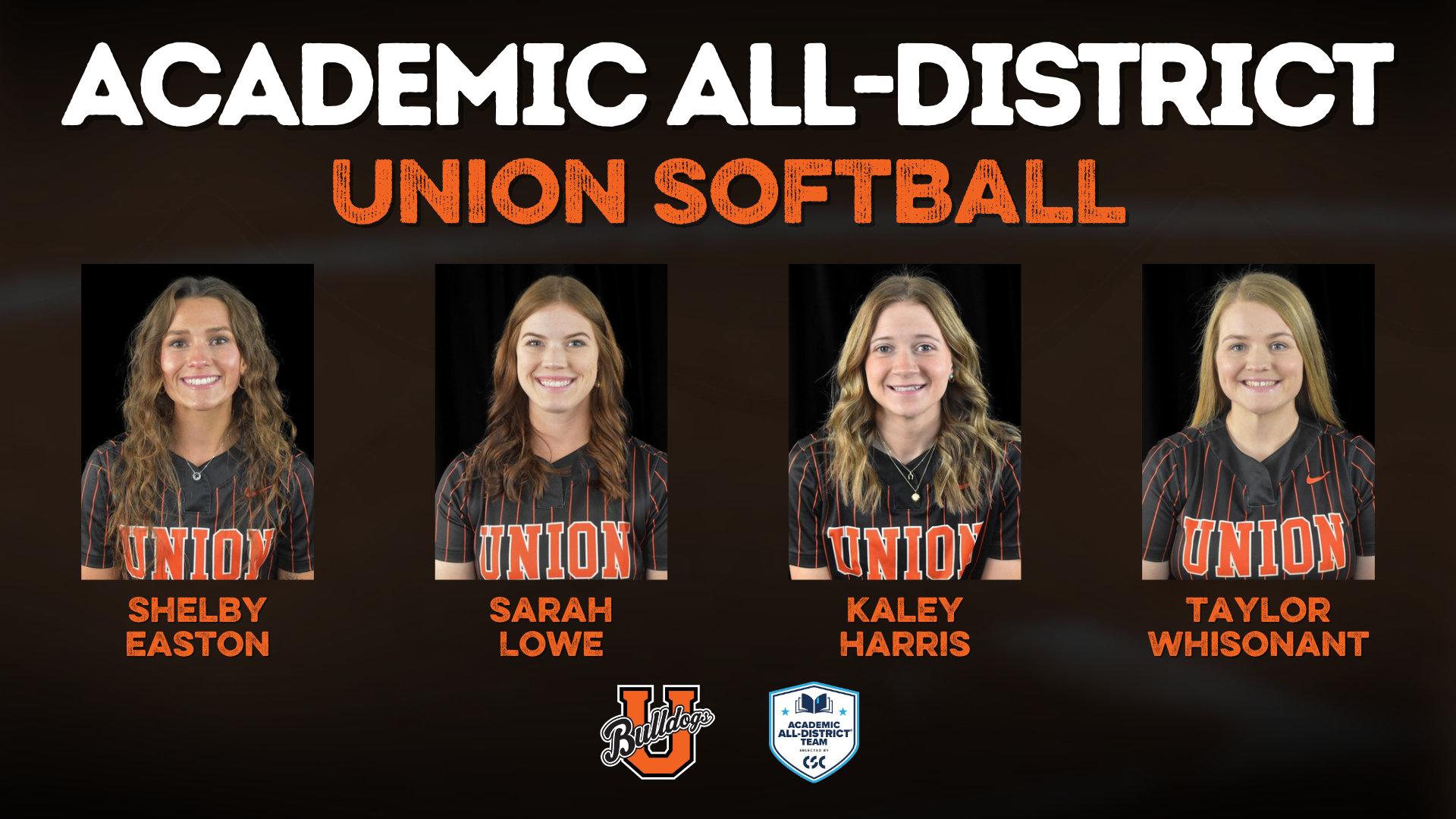 Four Union softball players named to CSC Academic All-District Team